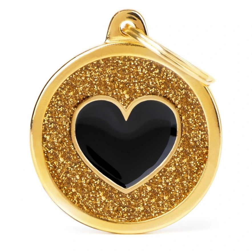 Hundetegn My Family Shine cirkel med hjerte stor guld